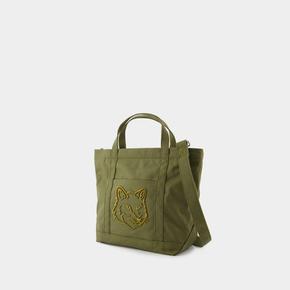 [해외배송] 폭스 헤드 스몰 쇼퍼 백 MAISON KITSUNE 코튼 그린 LW05103WW0107 B0731449897