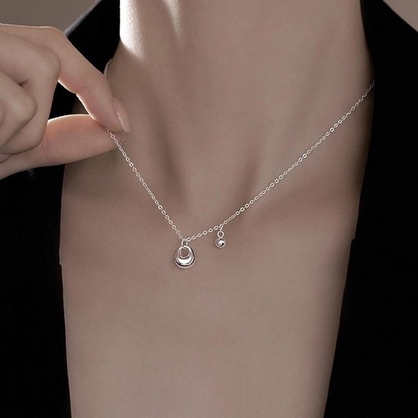 [옷자락] 여자 고퀄 미니멀 실버 더블 팬던트 심플 체인 목걸이