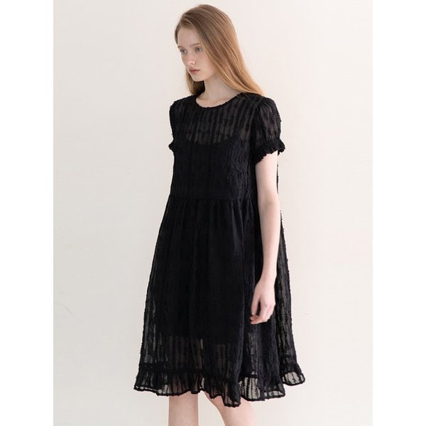 [리퍼브] Lace shirring dress _ 2color