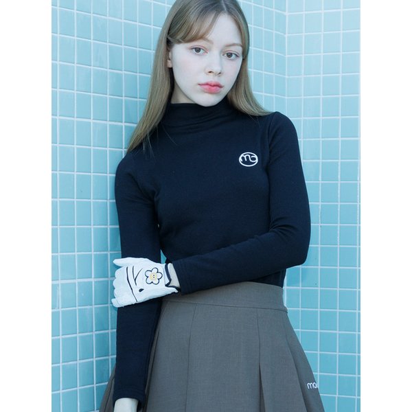 half-neck layer T-shirt black