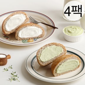 동물성 크림 32% NO밀가루 저당 통밀 크림빵 4개 / 통밀당 우유크림