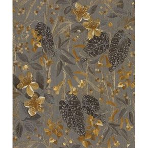 독일 rasch 벽지 Rasch 538229 Floral NonWoven Wallpaper with Leaves and Plants in Grey 브라