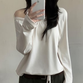 엘로디 소프트 겉감기모 여리 오프숄더 스트링 긴팔티4color
