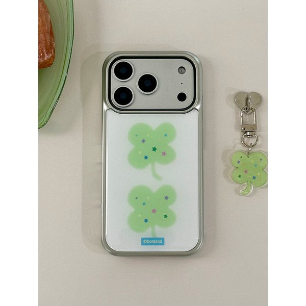 클로버 별사탕 실버 에폭시 범퍼 폰케이스 (에폭시/맥세이프글라스)