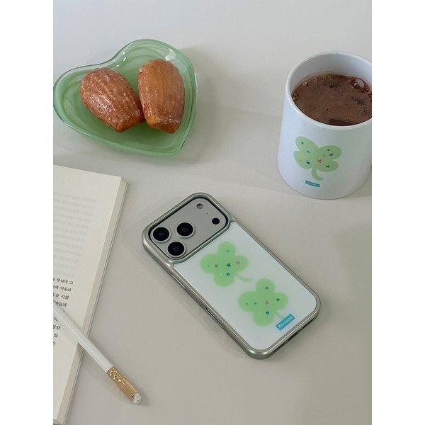 클로버 별사탕 실버 에폭시 범퍼 폰케이스 (에폭시/맥세이프글라스)