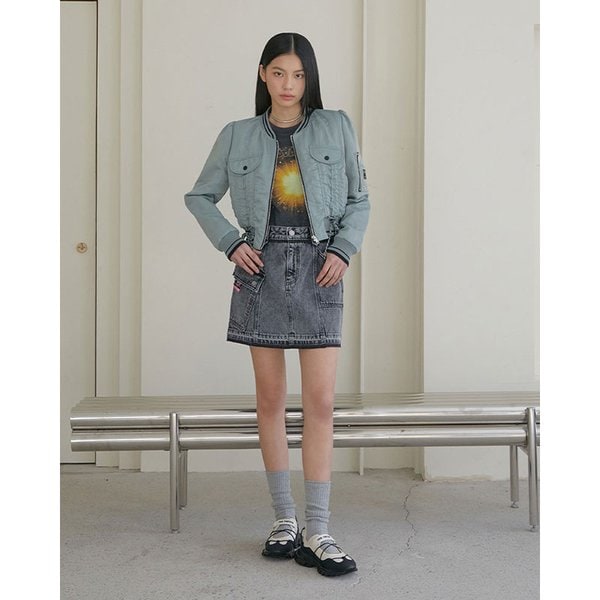 [시흥점] 여성 셔링 디테일 포인트 크롭 집업 점퍼 (ER1WZ160)