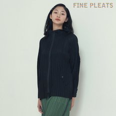 [FINE PLEATS] 피네 플리츠 하이넥 후드 점퍼 블랙