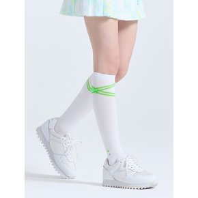 여성 리본 포인트 니삭스 네온그린