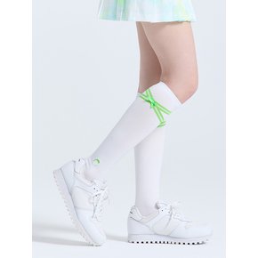 여성 리본 포인트 니삭스 네온그린