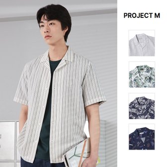 프로젝트엠 남성 반팔 오픈카라 셔츠 EPE2WC1386