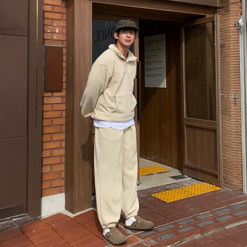 클라쓰업 / 엠퍼 남자 루즈 오버핏 헤비 후리스 트레이닝 세트 셋업
