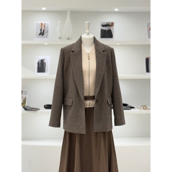 [여주점] 여성 미니 헤링본 원 버튼 울 자켓 (L254PSF037)