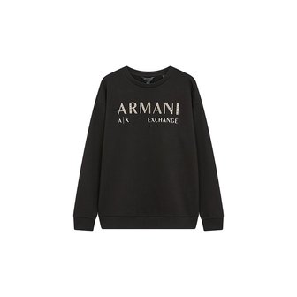 ARMANI EXCHANGE AX 여성 큐빅 로고 크루넥 맨투맨(A422331505)_블랙