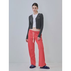 Cozy lazy stripe wide sweatpants (Red)