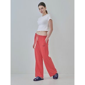 Cozy lazy stripe wide sweatpants (Red)