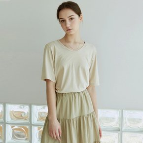 [YAN13] PURE V NECK  HALF T_BEIGE
