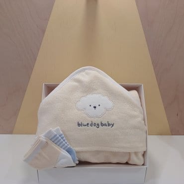 블루독베이비 YE)구름강아지 뱀부목욕타올,양말 선물세트(45970-AHA-02+45170-011-05)