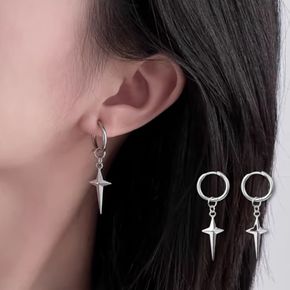 남성 귀걸이 포인트 링타입 후프 드롭 스타일 연출