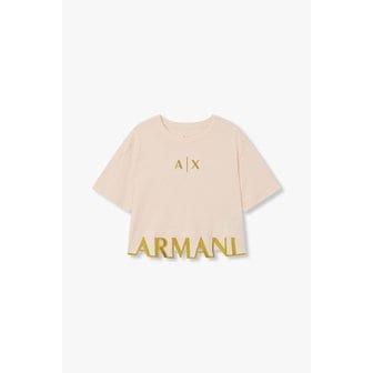 ARMANI EXCHANGE 여성 샤이닝 엠브로이더리 로고 티셔츠 A424130026000
