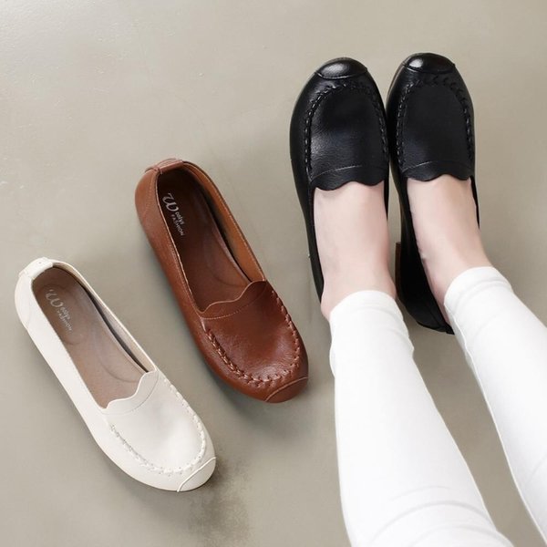 [옷자락] 여성 단화 웨이브 스티치 블로퍼