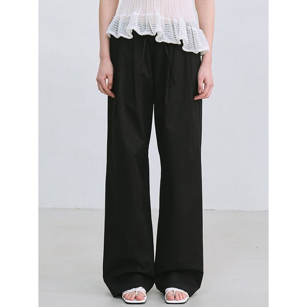 cotton wide-leg pants (black)