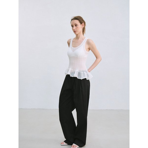 cotton wide-leg pants (black)