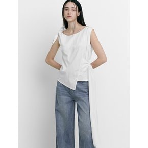 BOAT NECK TIE BLOUSE [WHITE]