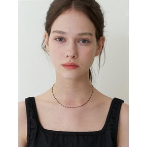 [925silver] glitzy black chain necklace