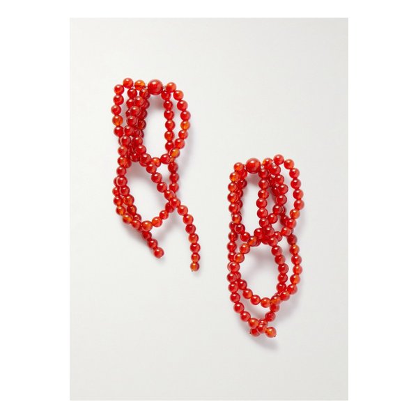 컴플리티드워크  실버 마노 비즈 이어링 레드 1647597357856260