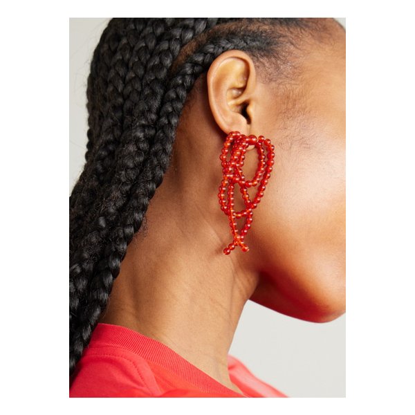 컴플리티드워크  실버 마노 비즈 이어링 레드 1647597357856260