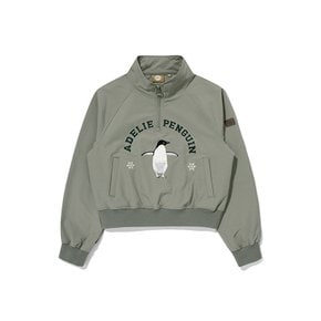 [정상가 199,000원] 남녀 공용펭귄 우븐패치 하프 집업 맨투맨 (BE43MW51U) - 2 Color
