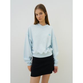 V-neck cotton logo sweatshirt (sky)