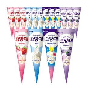 요맘때 콘 아이스크림 4종 혼합 12개 (플레인3+딸기3+슈팅스타3+블루베리3)