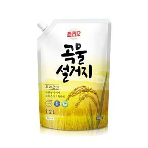 애경 트리오 곡물설거지 우리쌀겨 리필 1.2L X ( 2매입 )