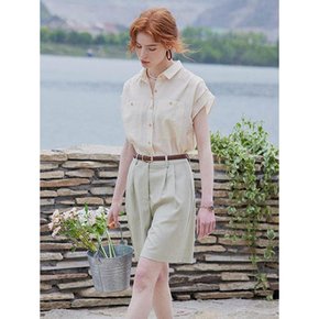 PM_High waist slim pocket short pants