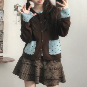 프렌치 쁘와 레이어드 니트 긴팔 가디건3color