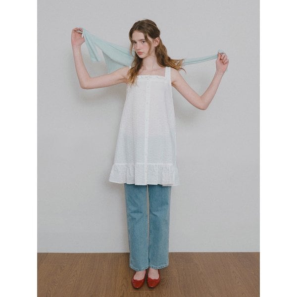 크링클 티어드 볼륨 원피스_Milk Foam