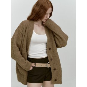 WHIRLY FUR KNIT CARDIGAN (BROWN)