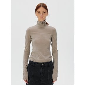 Metalic Sheer Long Sleeves T-shirt, Silver