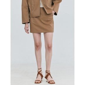 Leather Mini Skirt_Camel