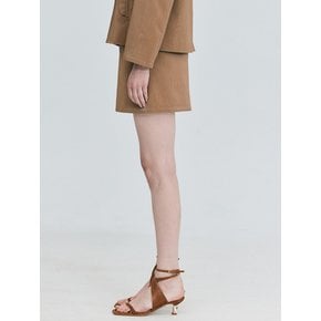 Leather Mini Skirt_Camel