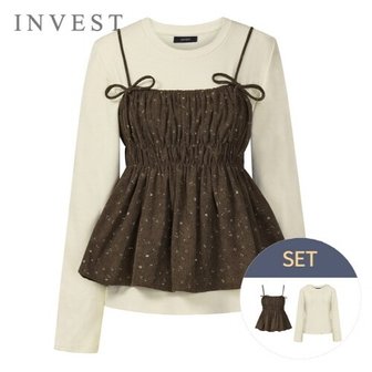 신세계라이브쇼핑 [인베스트] 베이직 피치 티셔츠+코듀로이 뷔스티에 세트_IN5W1TS6521