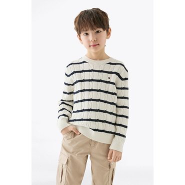 타미힐피거키즈 25년 S/S         T42F1WWO500BT1          스트라이프 케이블 스웨
