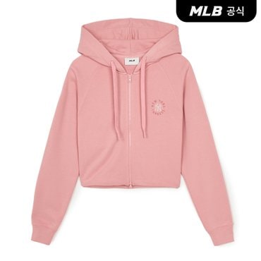 MLB [코리아공식] 여성 베이직 원형로고 크롭 후드집업 NY (Mg.Pink)