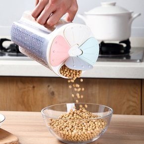 3칸 레인보우 잡곡통 1.5L/씨리얼통 쌀통 밀폐용기