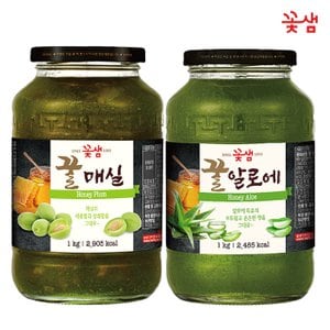  꽃샘 꿀 매실차 1KG +꿀 알로에차 1KG (과일청)