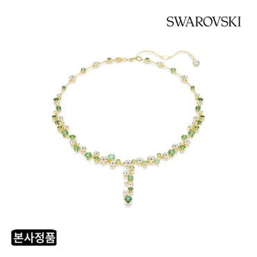스와로브스키 [본사정품/쇼핑백증정] Constella 그린 골드 톤 Y자형 목걸이 5722474