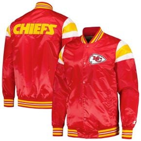 4643143 STARTER Mens Starter Red/Gold Kansas City Chiefs Satin Full-Snap Varsity Jacket