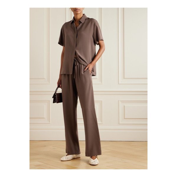 마티유 실크 크레이프 드 신 트랙 팬츠 브라운 46376663162843421