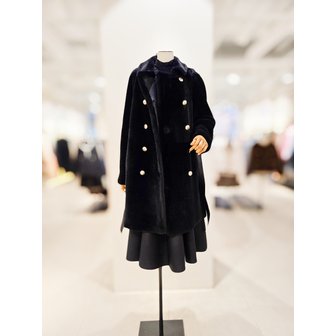 아이잗컬렉션 [파주점] [더아이잗컬렉션]무스탕 버튼 포인트 더블 하프 코트 CRCAFSM31